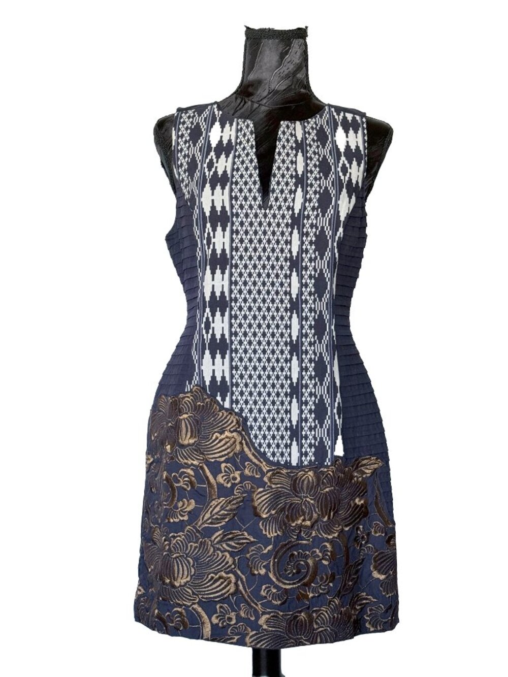 ✨ Stunning ANTHROPOLOGIE | FLOREAT Ikat & Gold Floral Embroidered Dress 6P